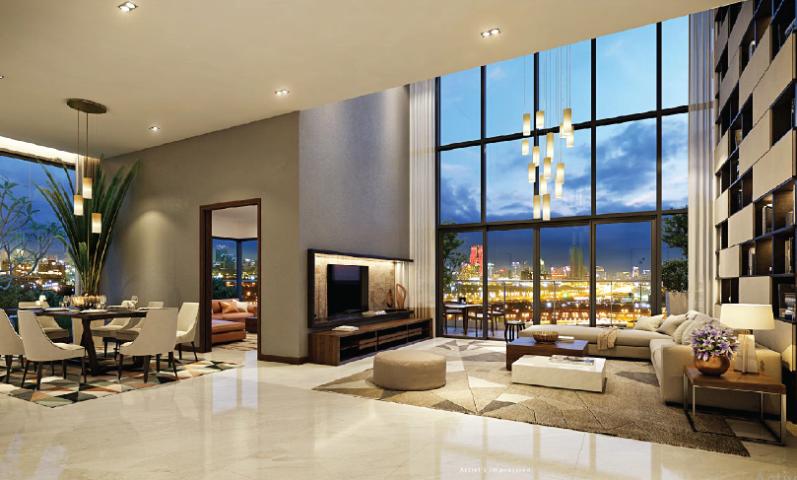 Gateway Thảo Điền - Phòng khách căn duplex - penthouse mẫu