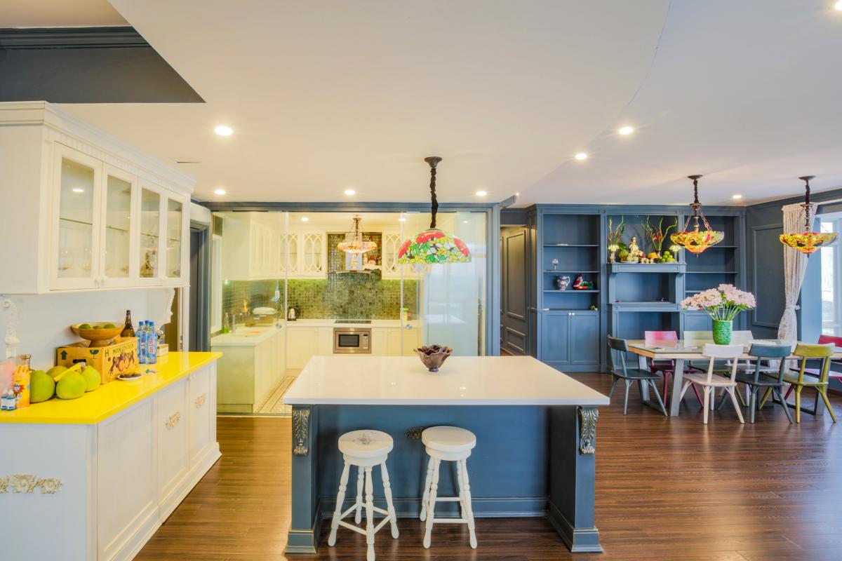 Nội thất phòng khách Căn góc hướng Tây Nam tháp D Riverside Residence