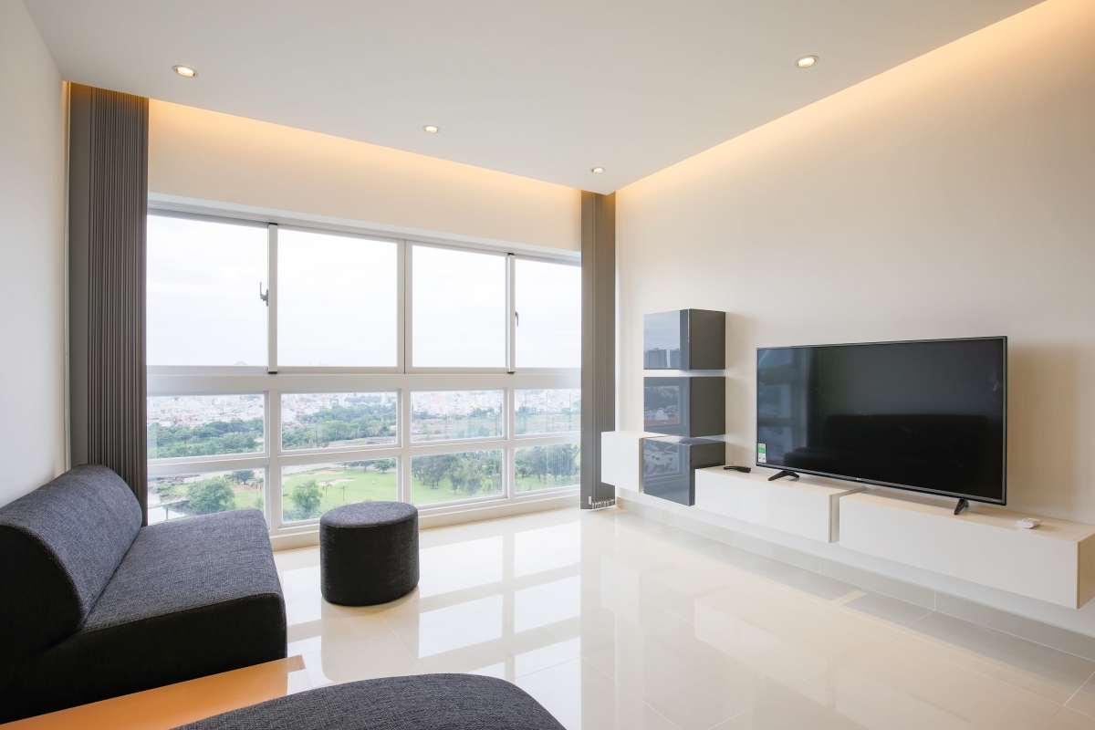 Phòng khách Căn góc trung tầng tháp N Happy Valley