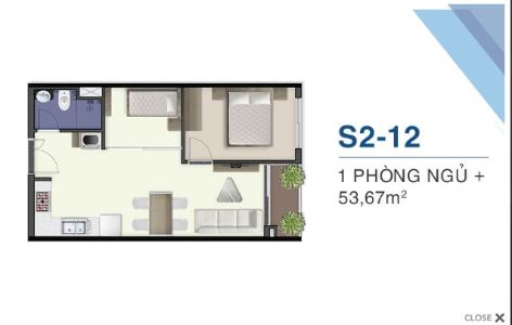 Mặt bằng căn hộ Q7 Saigon Riverside Bán căn hộ view hồ bơi - Q7 Saigon Riverside tầng trung, diện tích 53.6m2, nội thất cơ bản.