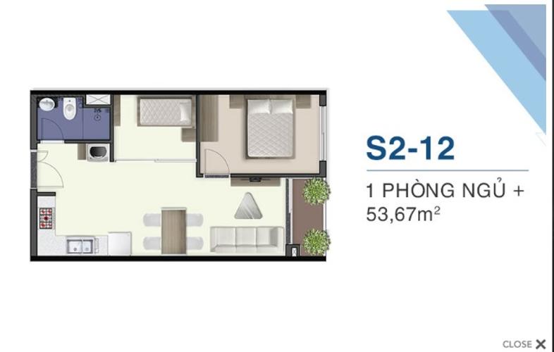 Mặt bằng căn hộ Q7 Saigon Riverside Bán căn hộ view hồ bơi - Q7 Saigon Riverside tầng trung, diện tích 53.6m2, nội thất cơ bản.