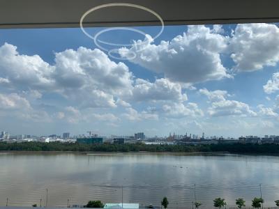 View phòng ngủ One Verandah  Căn hộ tầng 17 One Verandah, view thành phố và sông.