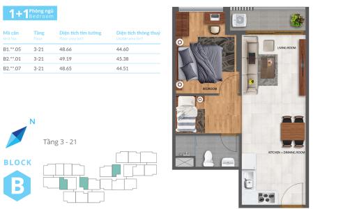 Sơ đồ căn hộ Safira Khang Điền Bán căn hộ Safira Khang Điền 1PN, tầng thấp, nội thất cơ bản, ban công Tây Bắc