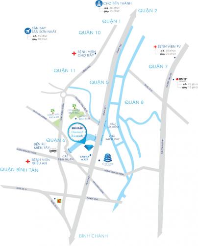 Vị Trí Diamond Riverside Căn hộ Diamond Riverside tầng trung, hướng công viên ven sông.