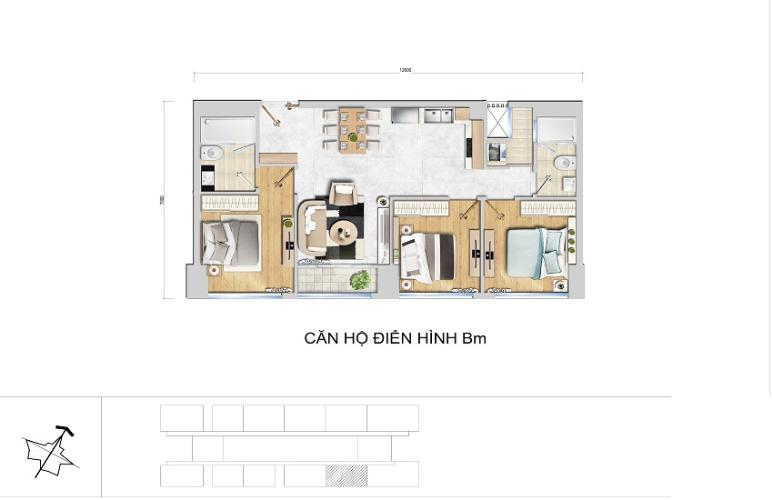 Mặt bằng căn hộ 3 phòng ngủ Căn hộ New City Thủ Thiêm 3 phòng ngủ tầng cao BA nhà trống