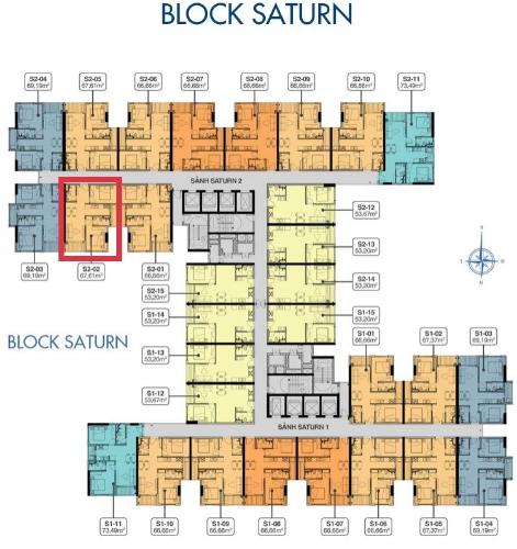 Mặt bằng Q7 Sài Gòn Riverside Căn hộ Q7 Saigon Riverside 2 phòng ngủ, view đường Đào Trí.