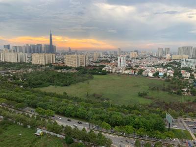 View ban công OT The Sun Avenue Cho thuê officetel The Sun Avenue, tầng cao, diện tích 35 m2, 1 phòng ngủ, nội thất cơ bản 