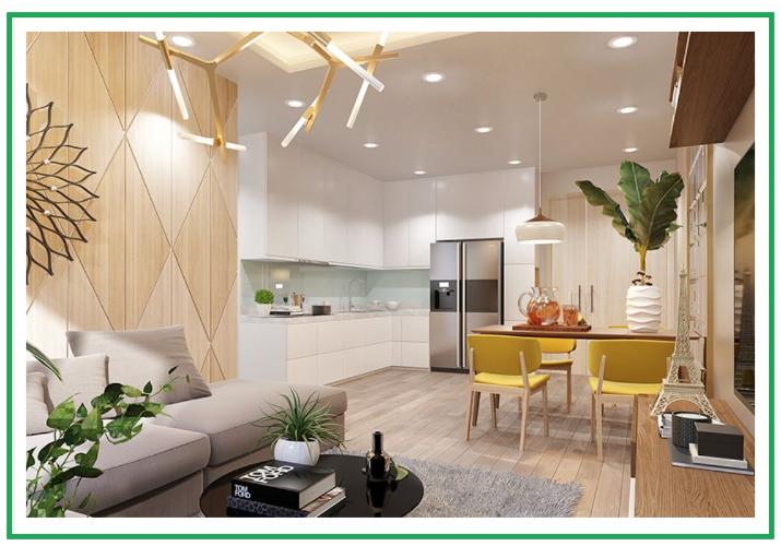 Phối cảnh căn hộ Topaz Elite Căn hộ Topaz Elite tầng 18, ban công hướng Đông Nam thoáng mát.