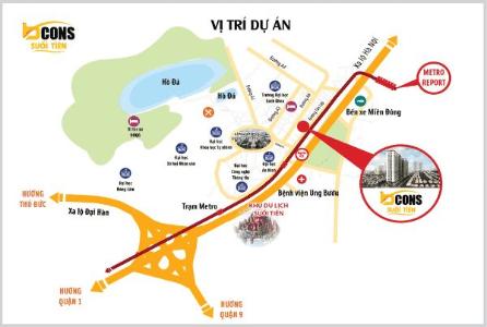 Vị Trí Bcons Suối Tiên Căn hộ Bcons Suối Tiên cửa hướng Tây Nam, view nội khu yên tĩnh.