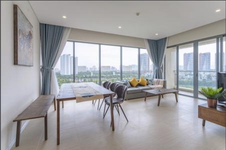 Phòng khách căn hộ ĐẢO KIM CƯƠNG Cho thuê căn hộ Diamond Island - Đảo Kim Cương 3PN, tháp Bahamas, là căn góc, đầy đủ nội thất, view trực diện sông