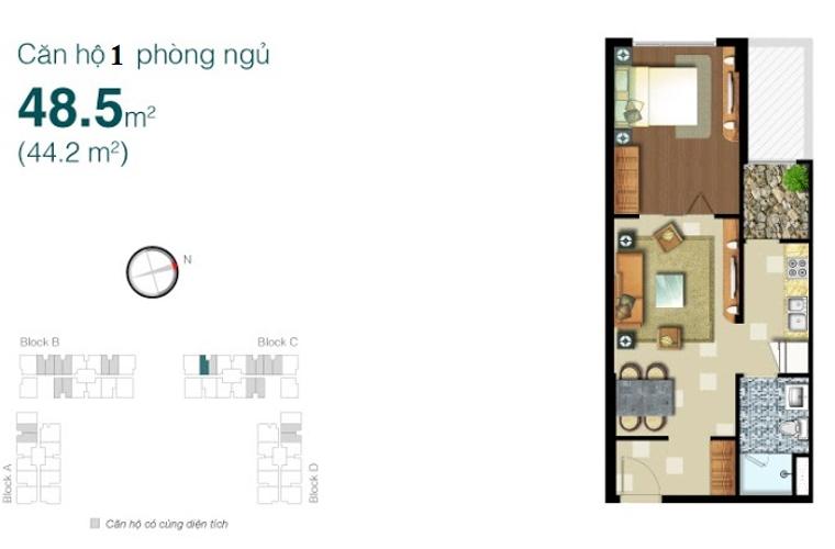 Căn hộ 1 phòng ngủ Căn hộ Lexington 1 phòng ngủ tầng trung LC thiết kế đẹp, sang trọng