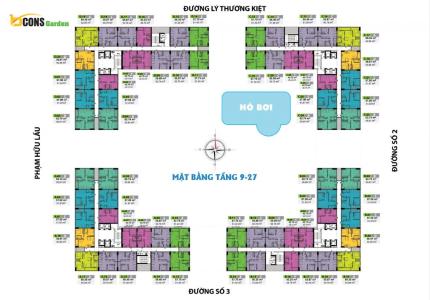 Layout Bcons Garden Căn hộ hướng Đông Bcons Garden view thoáng mát.