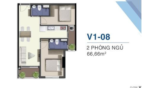 layout căn hộ Q7 Saigon Riverside Bán Căn hộ Q7 Saigon Riverside hướng Nam, diện tích 66.66m²