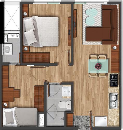 Mặt bằng bố trí Akari City Căn hộ Akari City tầng trung, view căn hộ mát mẻ.