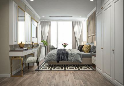 Phòng ngủ Vinhomes Central Park Căn hộ Vinhomes Central Park view nội khu, nội thất hiện đại.