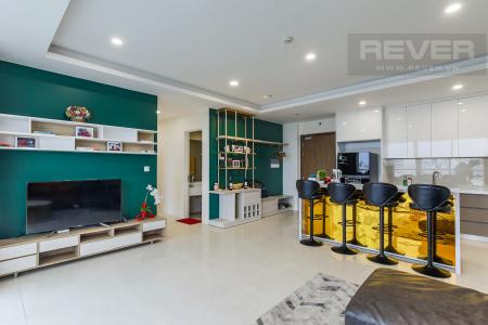 Phòng Khách Cho thuê căn hộ Masteri Millennium 3PN, diện tích 107m2, đầy đủ nội thất, view Bitexco