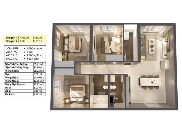 Layout Topaz Elite Căn hộ Topaz Elite ban công hướng Đông Nam, không kèm nội thất.