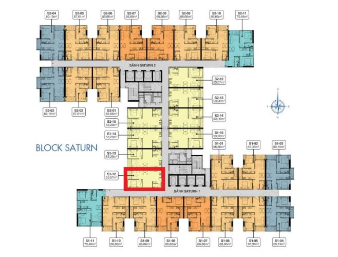 Layout Q7 Saigon Riverside Bán căn hộ tháp Saturn Q7 Saigon Riverside, nội thất cơ bản