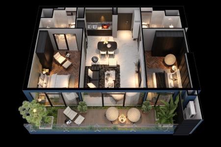 Layout Sunshine Diamond River, Quận 7 Căn hộ Sunshine Diamond River tầng trung, ban công thoáng mát.