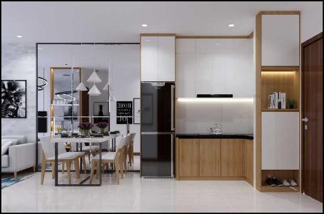 Nhà mãu Bcons Green View Căn hộ Bcons Green View tầng thấp, không có nội thất.