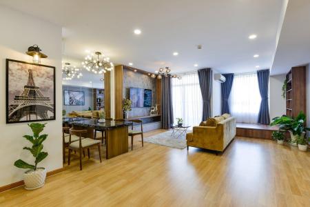 Phòng khách căn hộ GRAND RIVERSIDE Cho thuê căn hộ Grand Riverside 3PN, diện tích 110m2, đầy đủ nội thất, view kênh Bến Nghé và thành phố
