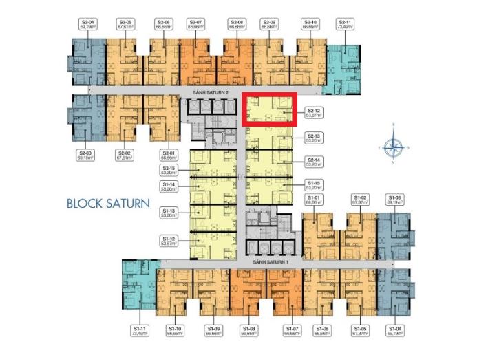 Mặt bằng dự án Q7 Saigon Riverside Bán căn hộ view hồ bơi - Q7 Saigon Riverside tầng trung, diện tích 53.6m2, nội thất cơ bản.