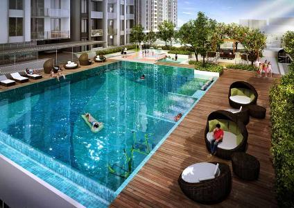 Hồ bơi Topaz Home 2, Quận 9 Căn hộ Topaz Home 2 tầng trung, nội thất cơ bản.