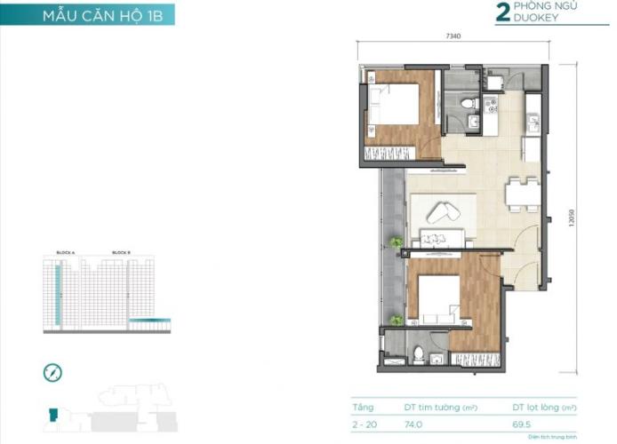 Mặt bằng căn hộ D'Lusso, Quận 2 Căn hộ D'Lusso Block B tầng 12 view thoáng mát, không nội thất.