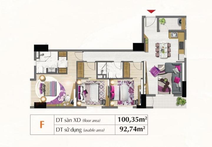 Mặt bằng căn hộ Saigon South Residence Căn hộ Saigon South Residence bàn giao thô, ban công hướng Bắc.