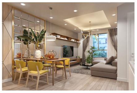 Phối cảnh căn hộ Topaz Elite Căn hộ Topaz Elite tầng trung đón view hướng Tây Bắc thoáng mát.