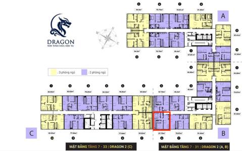 Mặt bằng tầng căn hộ Topaz Elite Căn hộ Topaz Elite 2 phòng ngủ, ban công hướng Đông Nam.