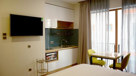 Phòng ngủ căn hộ dịch vụ Căn hộ dịch vụ Kim Residence đầy đủ nội thất, view thoáng mát.