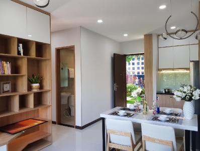 Nhà mãu Bcons Green View Căn hộ Bcons Green View tầng thấp, không có nội thất.