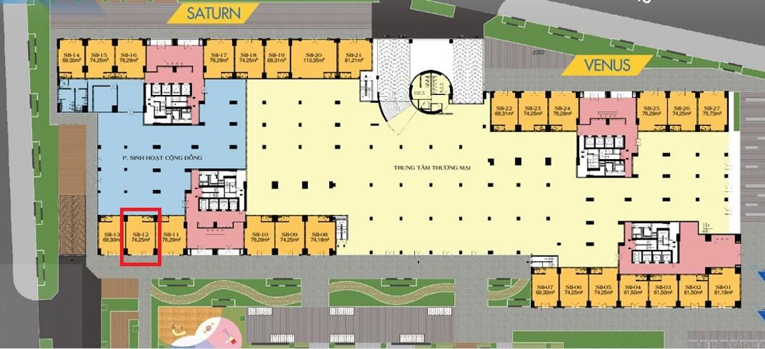 Layout  shop-house Q7 Saigon Riverside Shop-house Q7 Saigon Riverside hướng Nam, có thể kinh doanh trực tiếp.