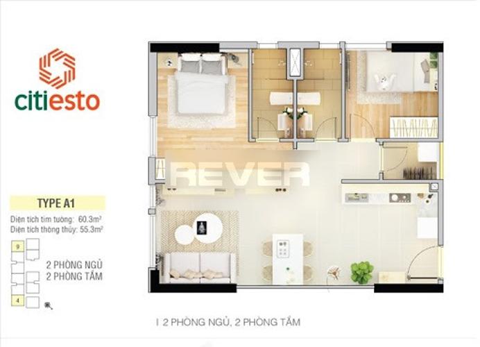 Mặt bằng căn hộ Citi Esto quận 2 Căn hộ tầng cao Citi Esto, nội thất cơ bản