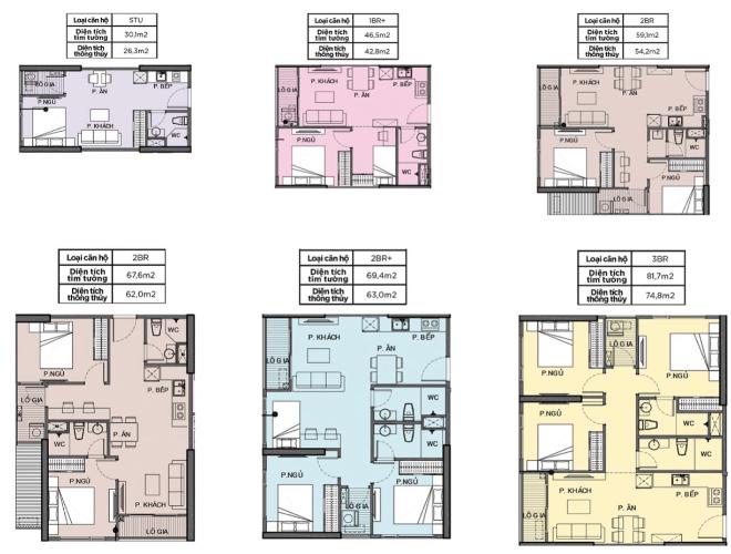 Bản vẽ căn hộ Vinhomes Grand Park Bán căn hộ tầng thấp Vinhomes Grand Park 2 phòng ngủ, diện tích sàn 59.1m2, nội thất cơ bản