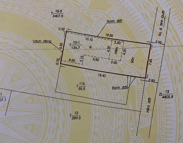 mat_bang_san Nhà phố hẻm 3m, diện tích 137m2, hướng Đông.