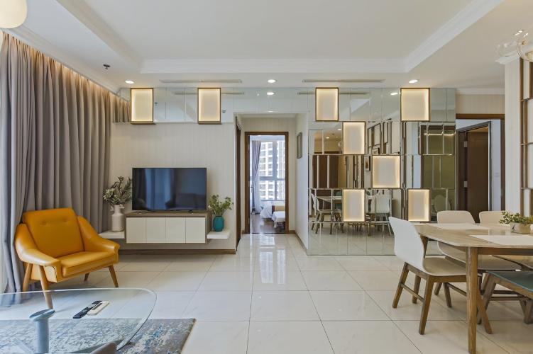 Phòng khách căn hộ Vinhomes Central Park Cho thuê căn hộ Vinhomes Central Park 3PN, tầng cao, diện tích 100m2, đầy đủ nội thất