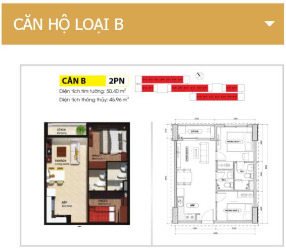 Mặt bằng căn hộ Căn hộ Bcons Suối Tiên tầng thấp, nội thất cơ bản, hướng Đông Bắc.