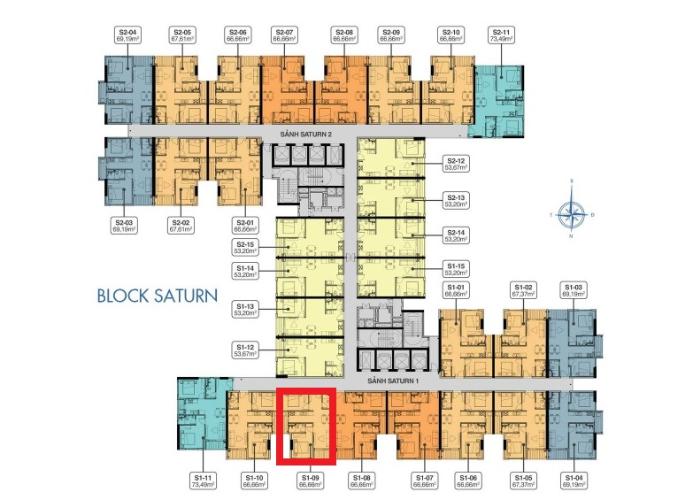 Layout S1.17.09 Bán căn hộ tầng cao Q7 Saigon Riverside nội thất và tiện ích cao cấp.