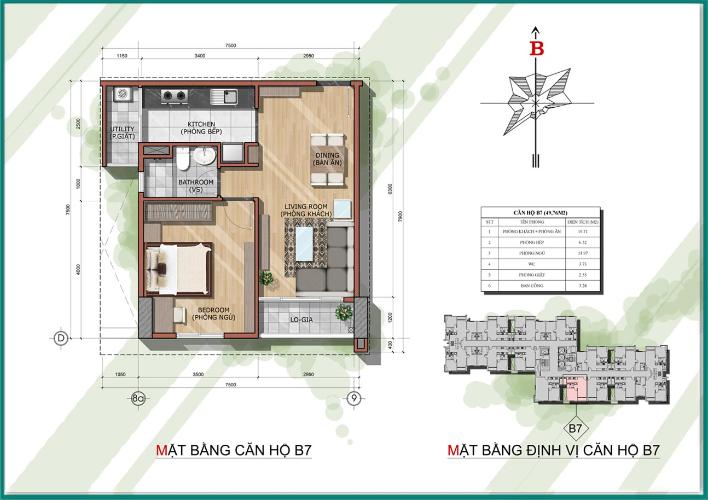 Căn hộ 1 phòng ngủ Căn hộ The Avila 2 tầng cao 1 phòng ngủ hướng Nam tháp B