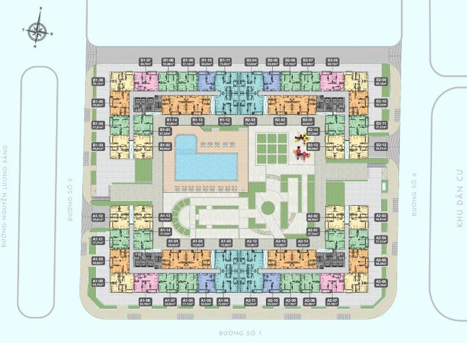 Mặt bằng căn hộ Q7 Boulevard Căn hộ Q7 Boulevard tầng cao, 2 phòng ngủ, diện tích 57m2, thiết kế hiện đại, nội thất cơ bản.