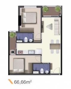 mặt bằng căn hộ Căn hộ tầng trung Q7 Saigon Riverside nội thất cơ bản.