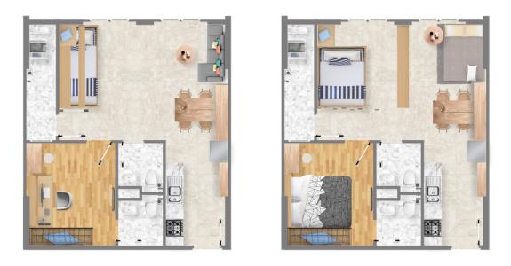 layout căn hộ Saigon Itela Căn hộ Saigon Intela nội thất cơ bản, view thành phố sầm uất.