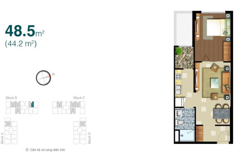 Căn hộ 1 phòng ngủ mã căn 13 Căn hộ Lexington Residence trung tầng hướng Tây Bắc tháp LB