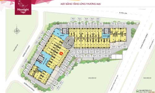 Mặt bằng tầng lửng căn TM Moonlight Boulevard Bình Tân Shophouse Moonlight Boulevard bàn giao nội thất cơ bản.