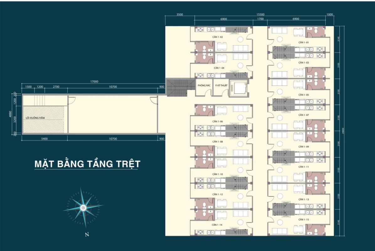 63f364f0ec990ac75388 Bán căn hộ 9X Bình Tân 1PN, tầng 2, diện tích 33m2m, đầy đủ nội thất, hướng cửa Đông Nam