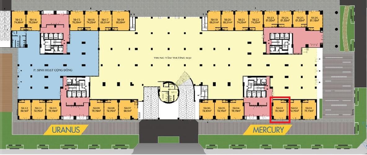 Layout Q7 Sài Gòn Riverside Shophouse Q7 Saigon Riverside tầng thương mại, view nội khu.
