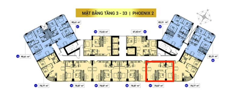 Mặt bằng tầng căn hộ Topaz Elite Căn hộ Topaz Elite hướng Đông Nam, không nội thất.