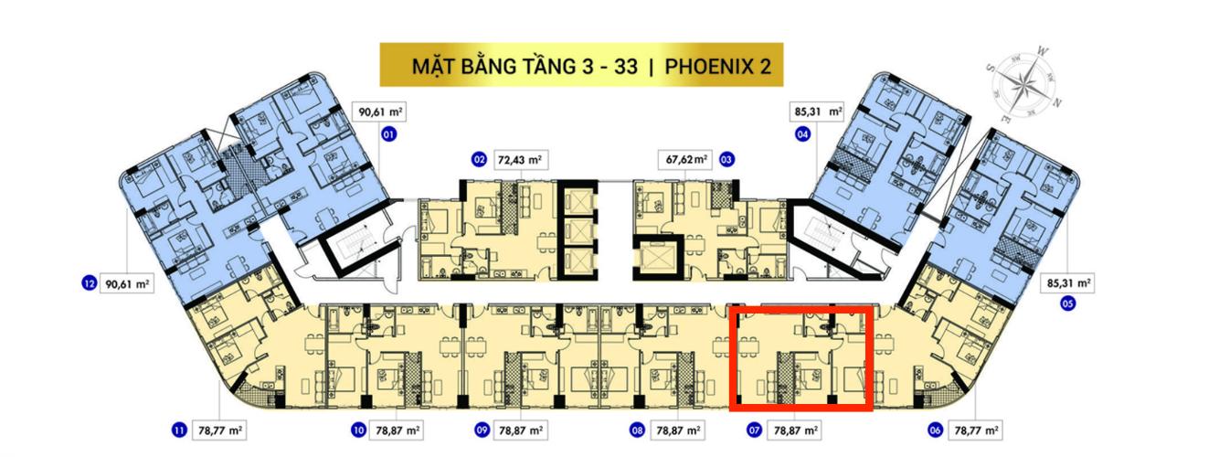 Mặt bằng tầng căn hộ Topaz Elite Căn hộ Topaz Elite hướng Đông Nam, không nội thất.